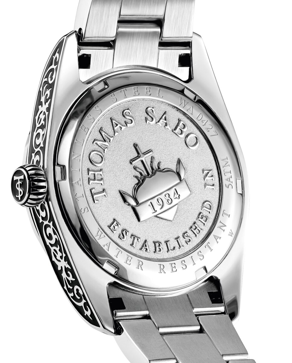 Reloj rebel at heart revive 36 mm acero inoxidable negro diseño grabado - Thomas Sabo - Plata Plata-2
