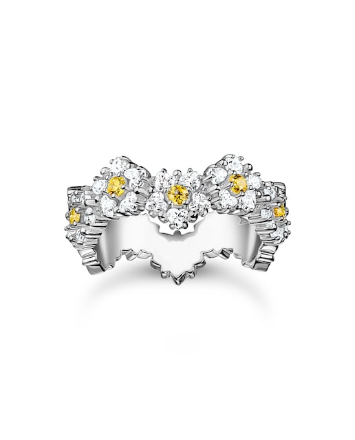 Imagen 0 de Anillo de flores, margarita encantadora Lovely Daisy con piedras plata