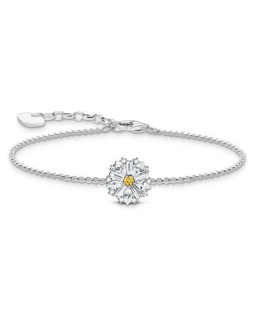 Imagen 0 de Pulsera con flor de margarita preciosa con piedras en Lovely Daisy, plata