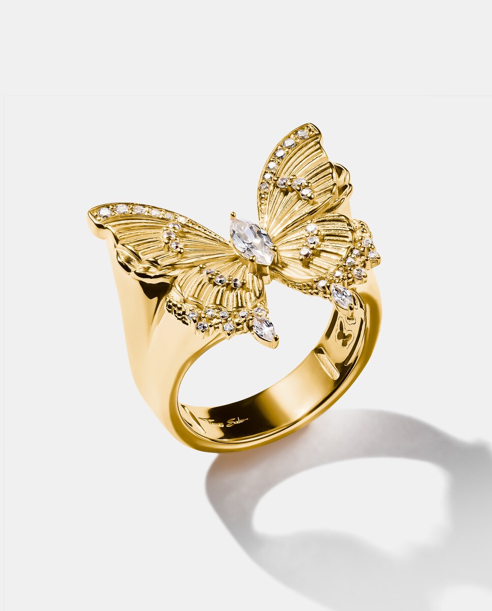 Anillo de cóctel mariposa butterfly paradise con piedras chapadas en - Thomas Sabo - Oro Oro-1