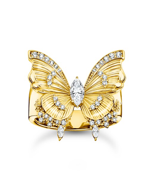 Imagen 0 de Anillo de cóctel mariposa Butterfly Paradise con piedras chapadas en oro