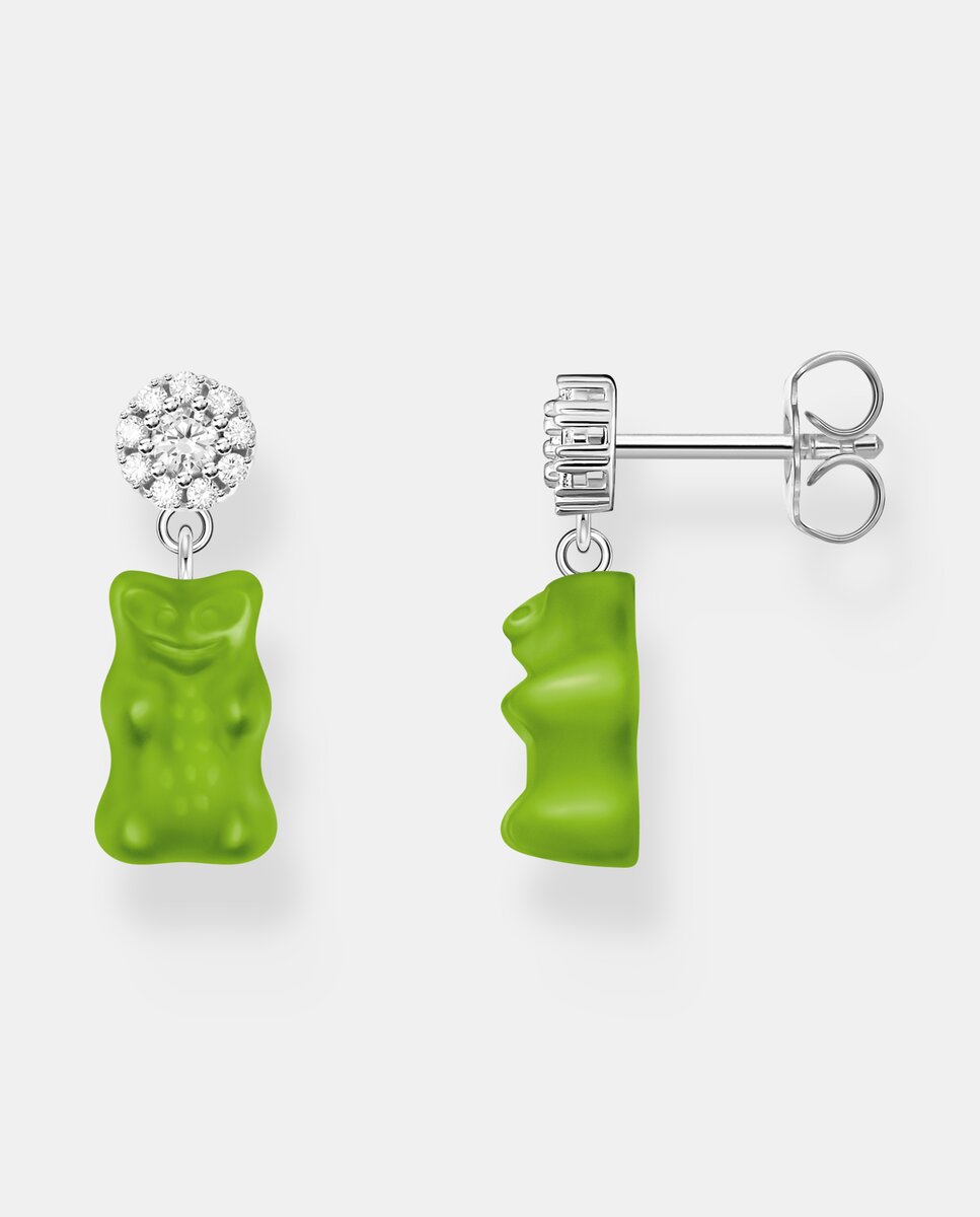 Imagen 0 de Pendientes con "ositos de oro" verde de plata Verde