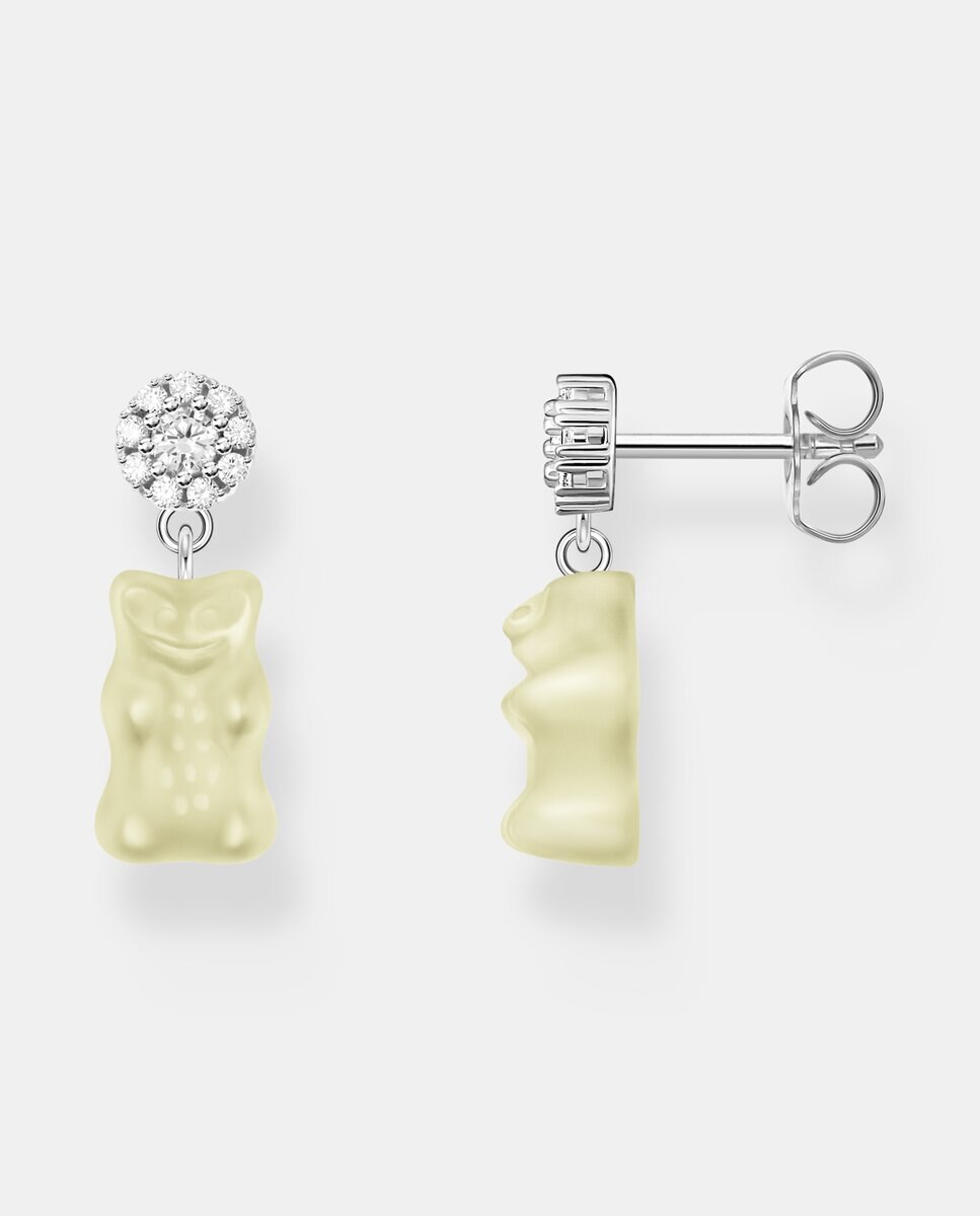 Imagen 0 de Pendientes con "ositos de oro" blanca de plata Blanco