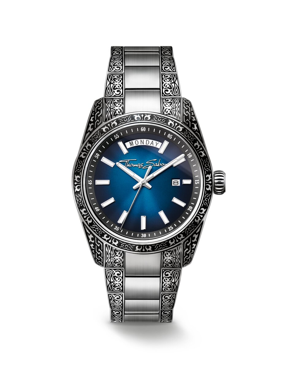 Imagen 0 de Reloj rebel at heart revive 40 mm acero inoxidable azul medianoche diseño grabado Plata