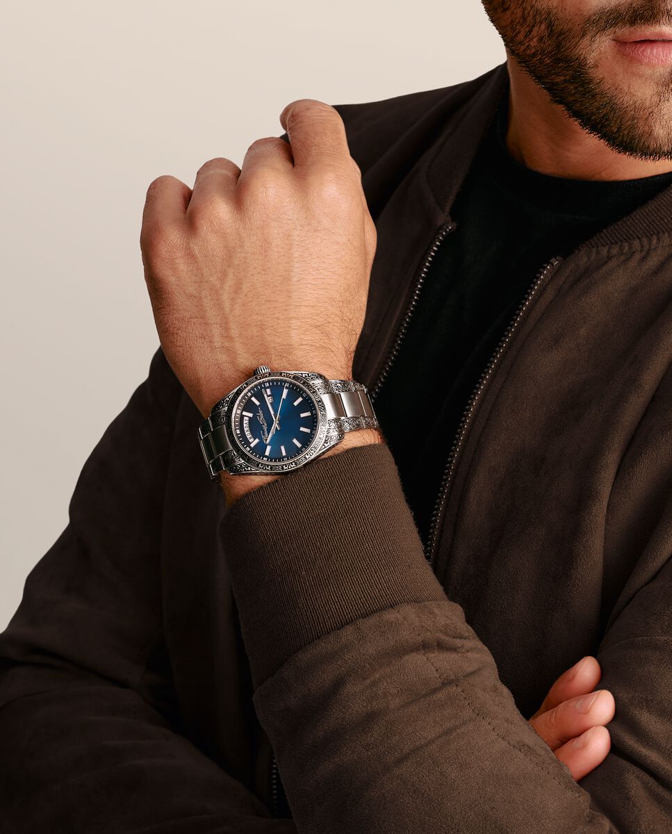Reloj rebel at heart revive 40 mm acero inoxidable azul medianoche diseño grabado - Thomas Sabo - Plata Plata-4