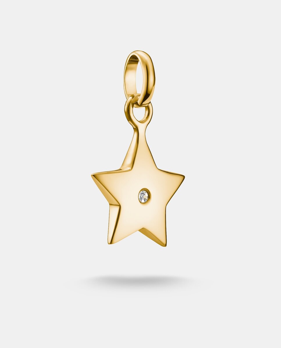 Imagen 0 de Colgante charm estrella con piedra blanca connect baño de oro Oro