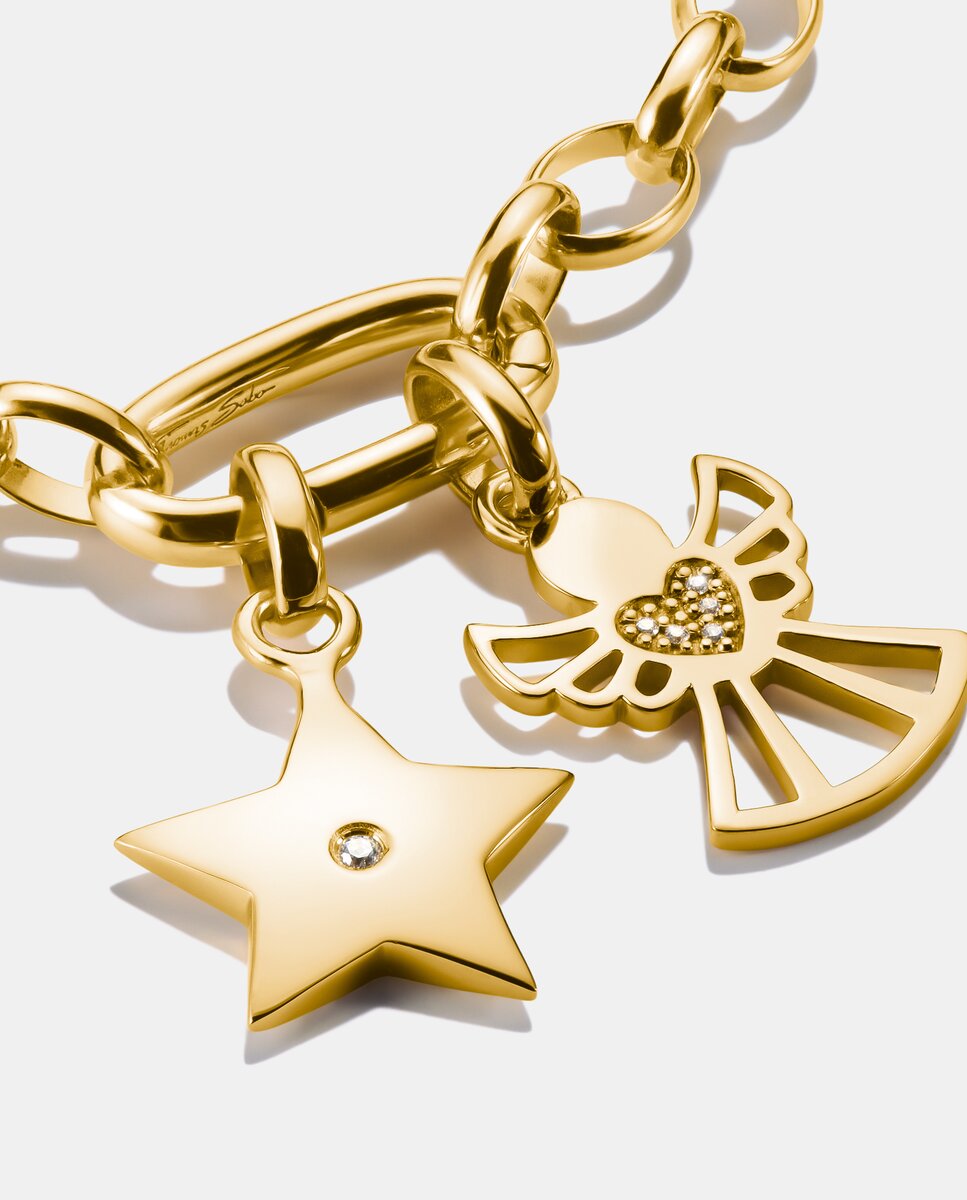 Colgante charm estrella con piedra blanca connect baño de - Oro Oro-2