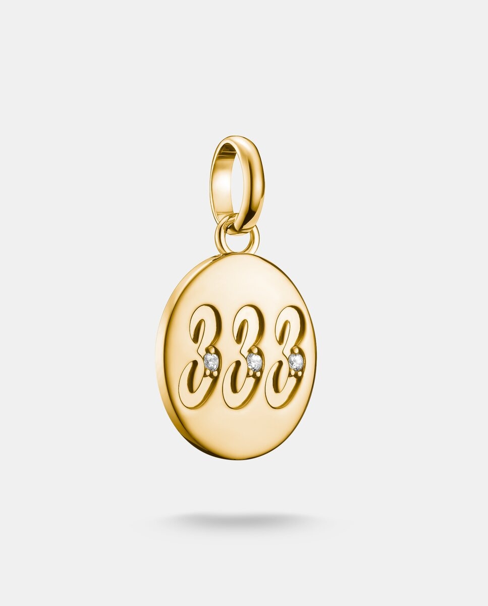 Imagen 0 de Colgante charm ángel número 333 con piedras connect baño de oro Oro