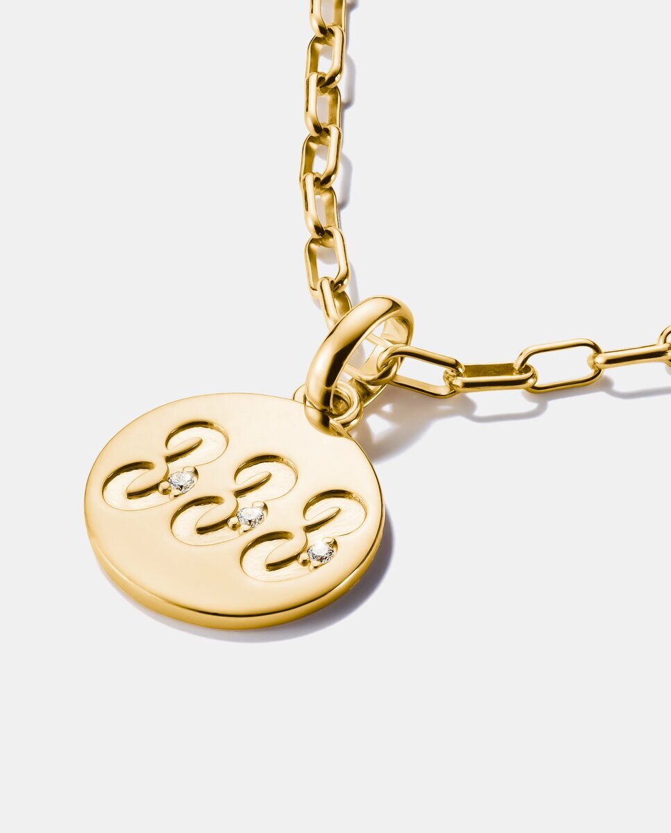 Colgante charm ángel número 333 con piedras connect baño de - Oro Oro-2