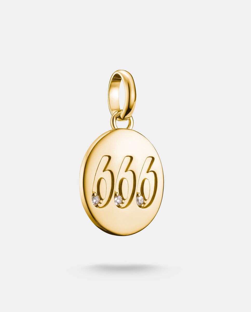 ノルディックウェア　charms Gold Colgante charm ángel número 666 con piedras connect baño de oro
