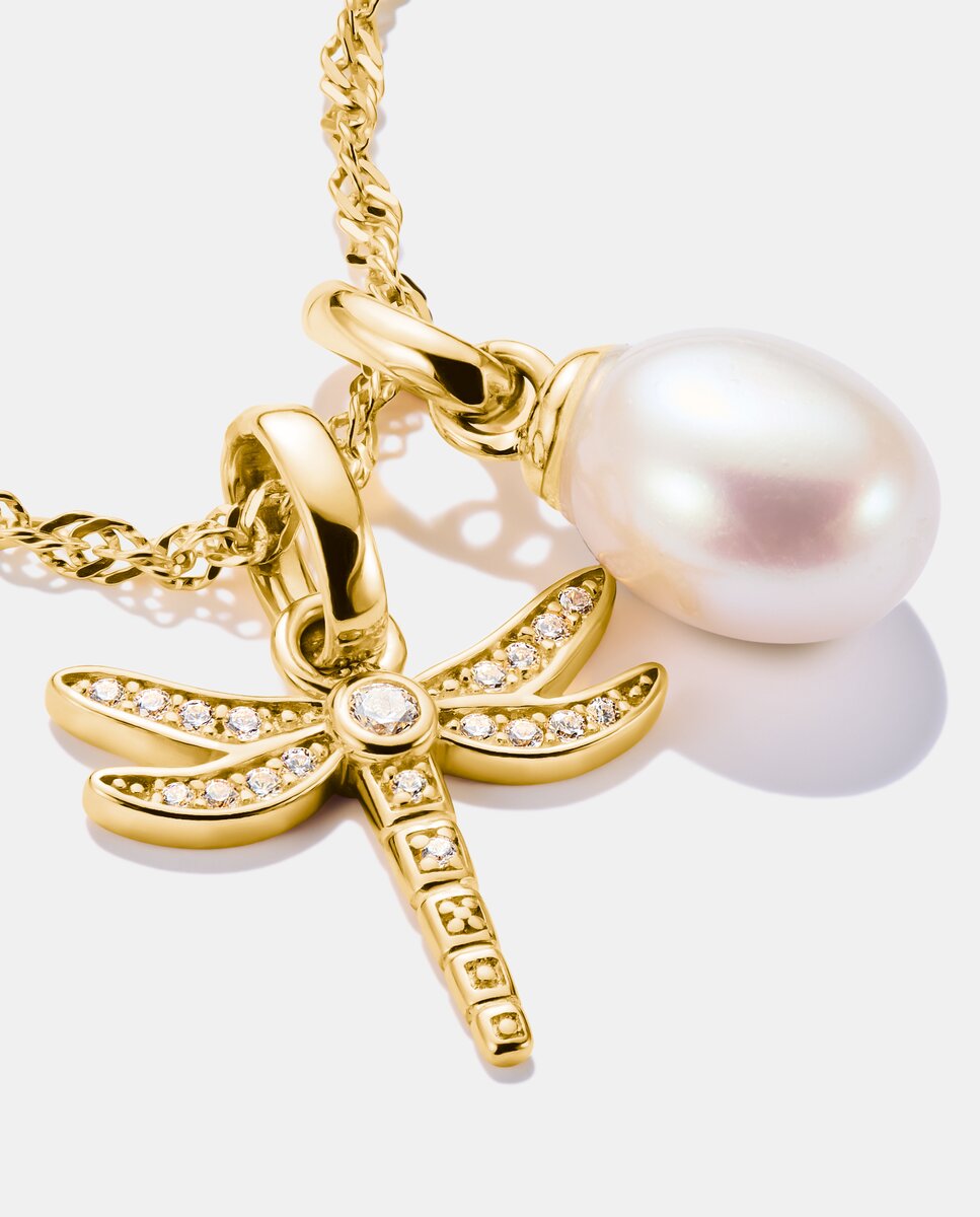 Colgante charm perla cultivada de agua dulce connect baño de oro