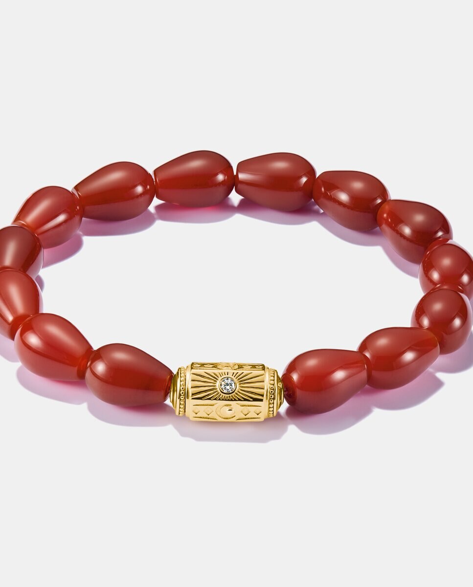 Pulsera beads ágata roja baño chapado en oro de 18k - Thomas Sabo - Rojo Rojo-1