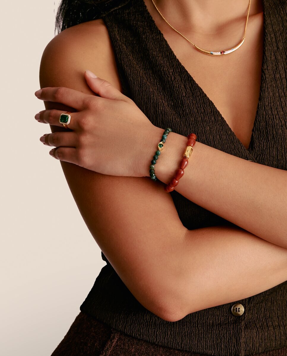 Pulsera beads ágata roja baño chapado en oro de 18k - Thomas Sabo - Rojo Rojo-3