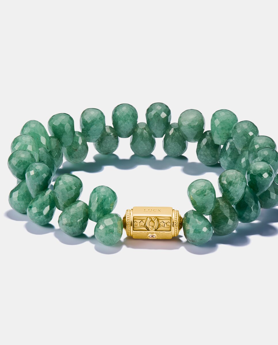 Imagen 1 de Pulsera beads verde doble fila chapado en oro de 18k Verde