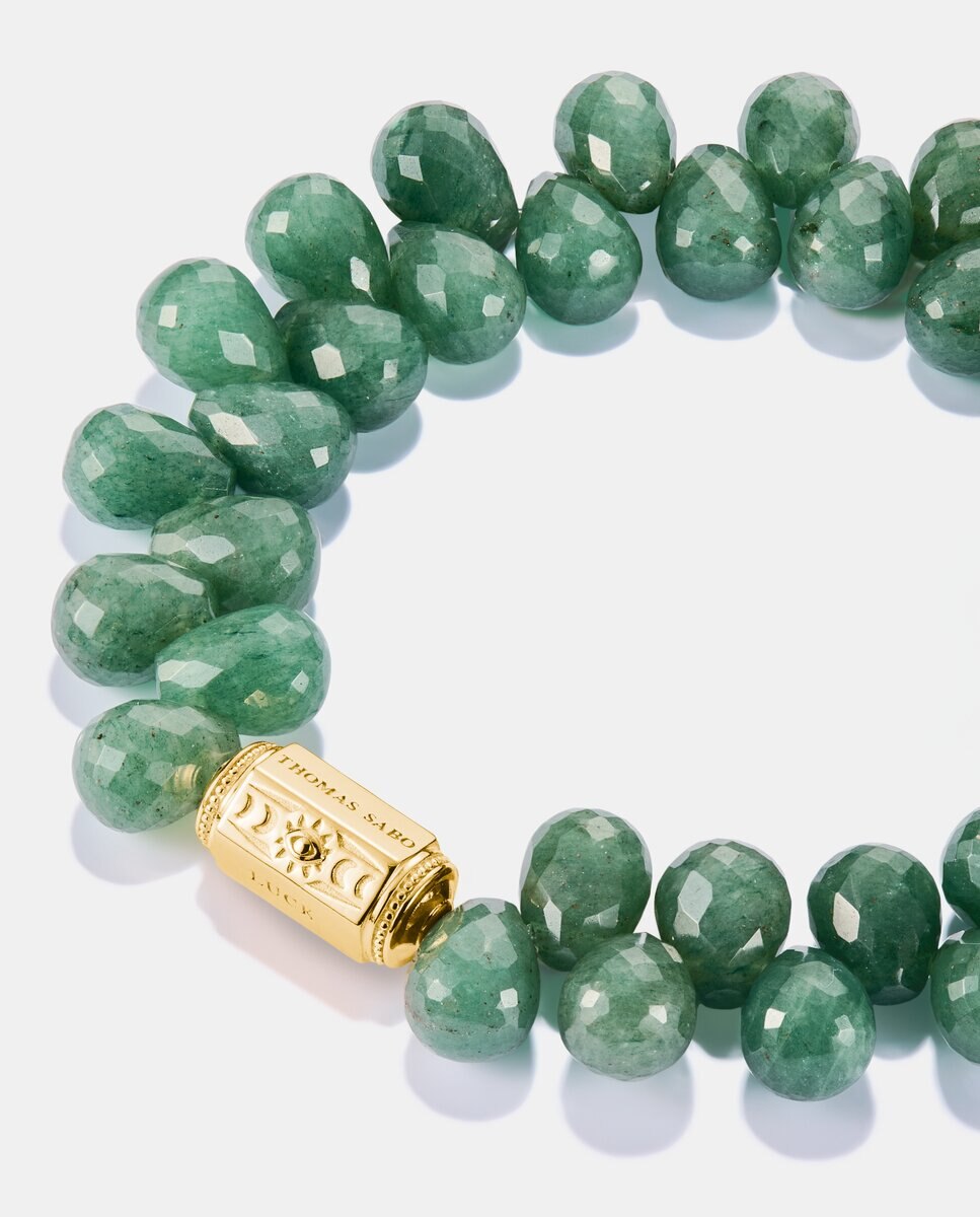 Imagen 2 de Pulsera beads verde doble fila chapado en oro de 18k - Thomas Sabo - Verde Verde