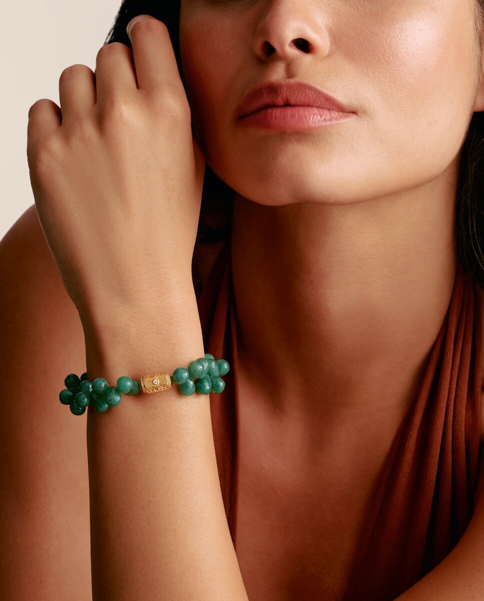 Imagen 3 de Pulsera beads verde doble fila chapado en oro de 18k - Thomas Sabo - Verde Verde
