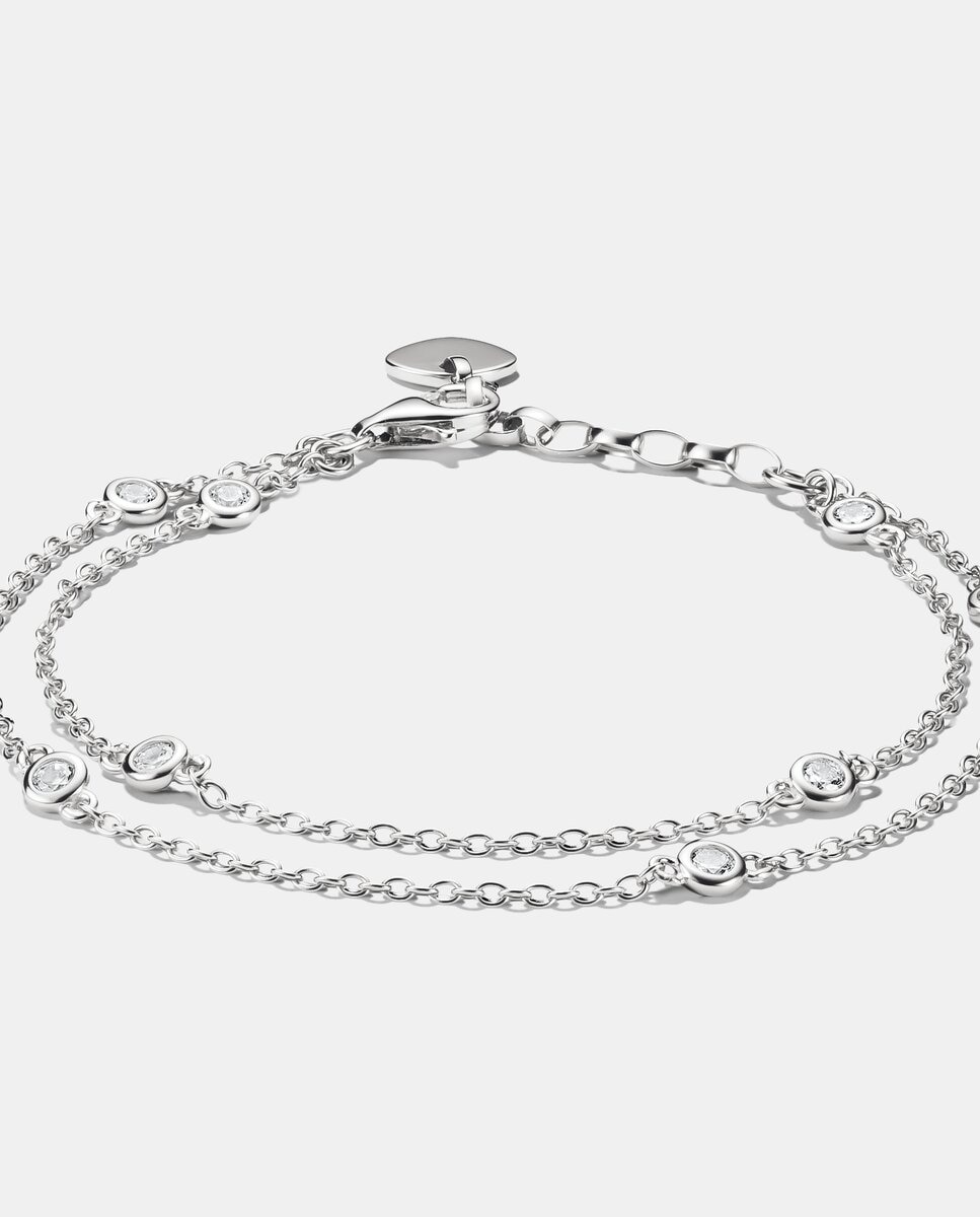 Imagen 1 de Pulsera de cadena doble fila circonita plata Plata