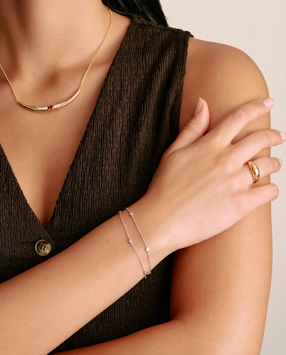 Imagen 3 de Pulsera de cadena doble fila circonita - Thomas Sabo - Plata Plata