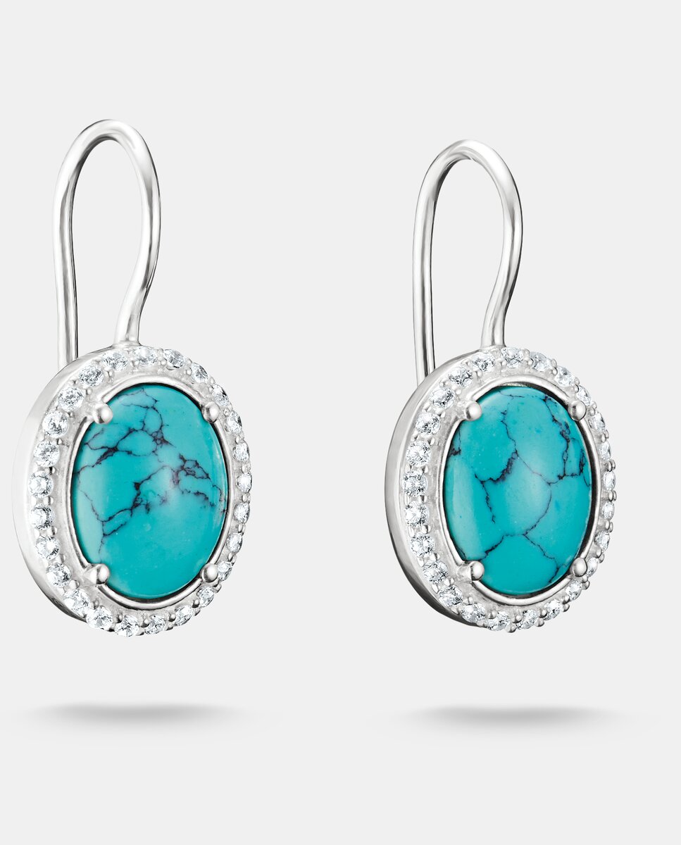 Pendientes turquesa piedras ovaladas plata - Thomas Sabo - Azul Azul-1
