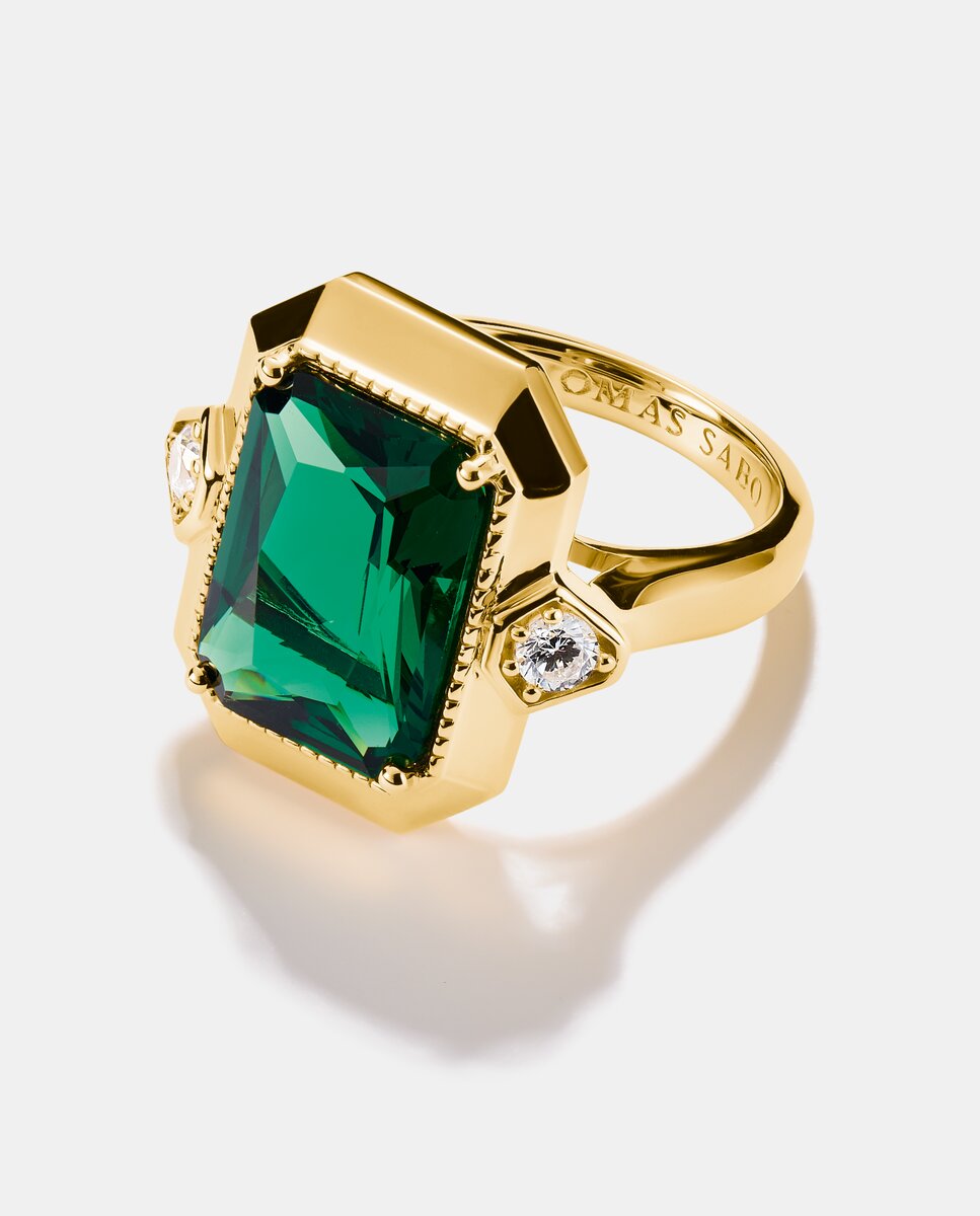 Imagen 2 de Anillo piedra circonita verde elyndra chapado en oro de 18k - Thomas Sabo - Oro Oro