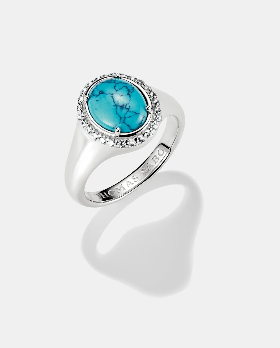 Imagen 1 de Anillo redondo turquesa plata Plata