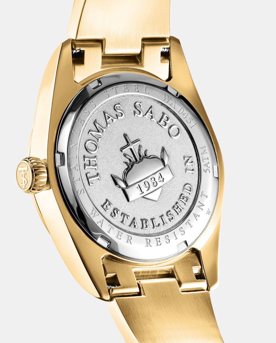 Reloj elyndra con esfera de ojo de tigre rojo de 36 mm en color dorado - Thomas Sabo - Plata Plata-3