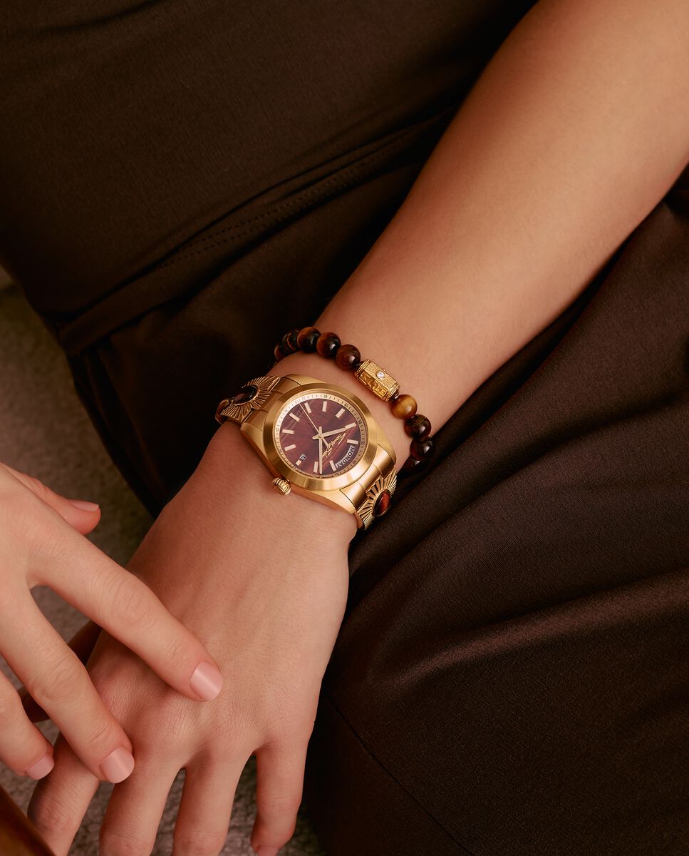 Reloj elyndra con esfera de ojo de tigre rojo de 36 mm en color dorado - Thomas Sabo - Plata Plata-4