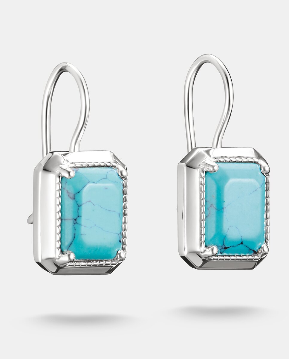 Pendientes largos colgantes octágono elyndra de plata - Thomas Sabo - Turquesa Turquesa-1