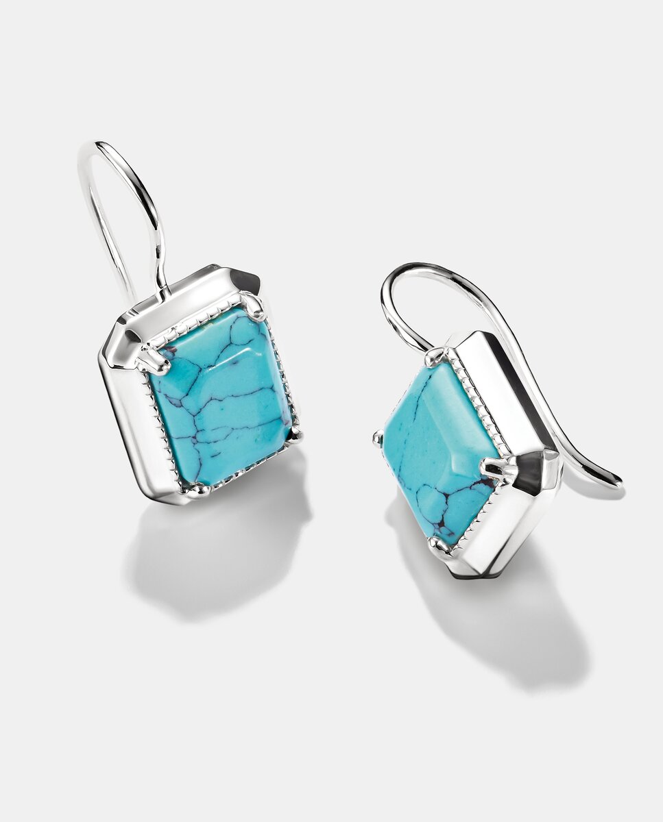 Pendientes largos colgantes octágono elyndra de plata - Thomas Sabo - Turquesa Turquesa-2