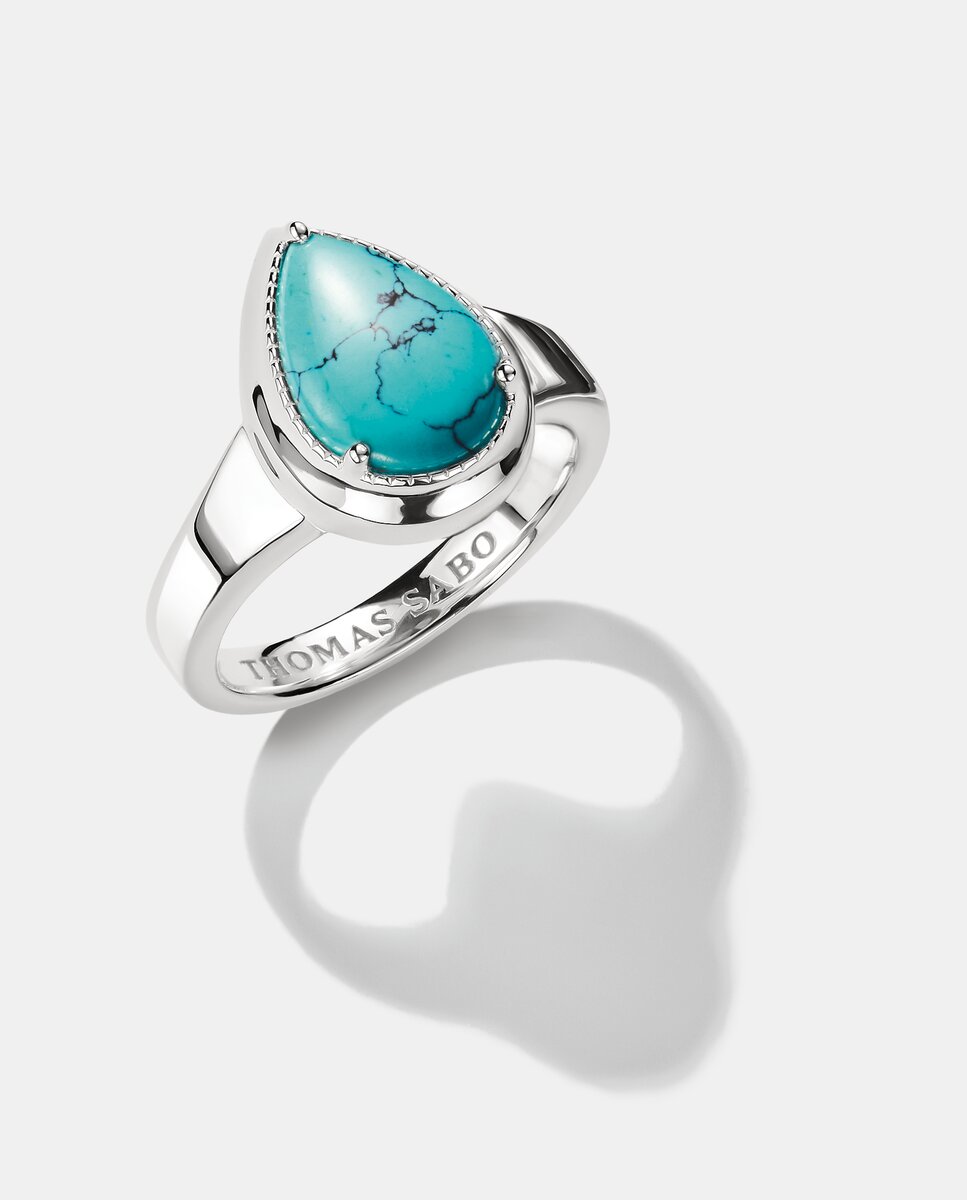 Anillo con piedra gota imitación Elyndra de plata - Thomas Sabo - Turquesa Turquesa-1