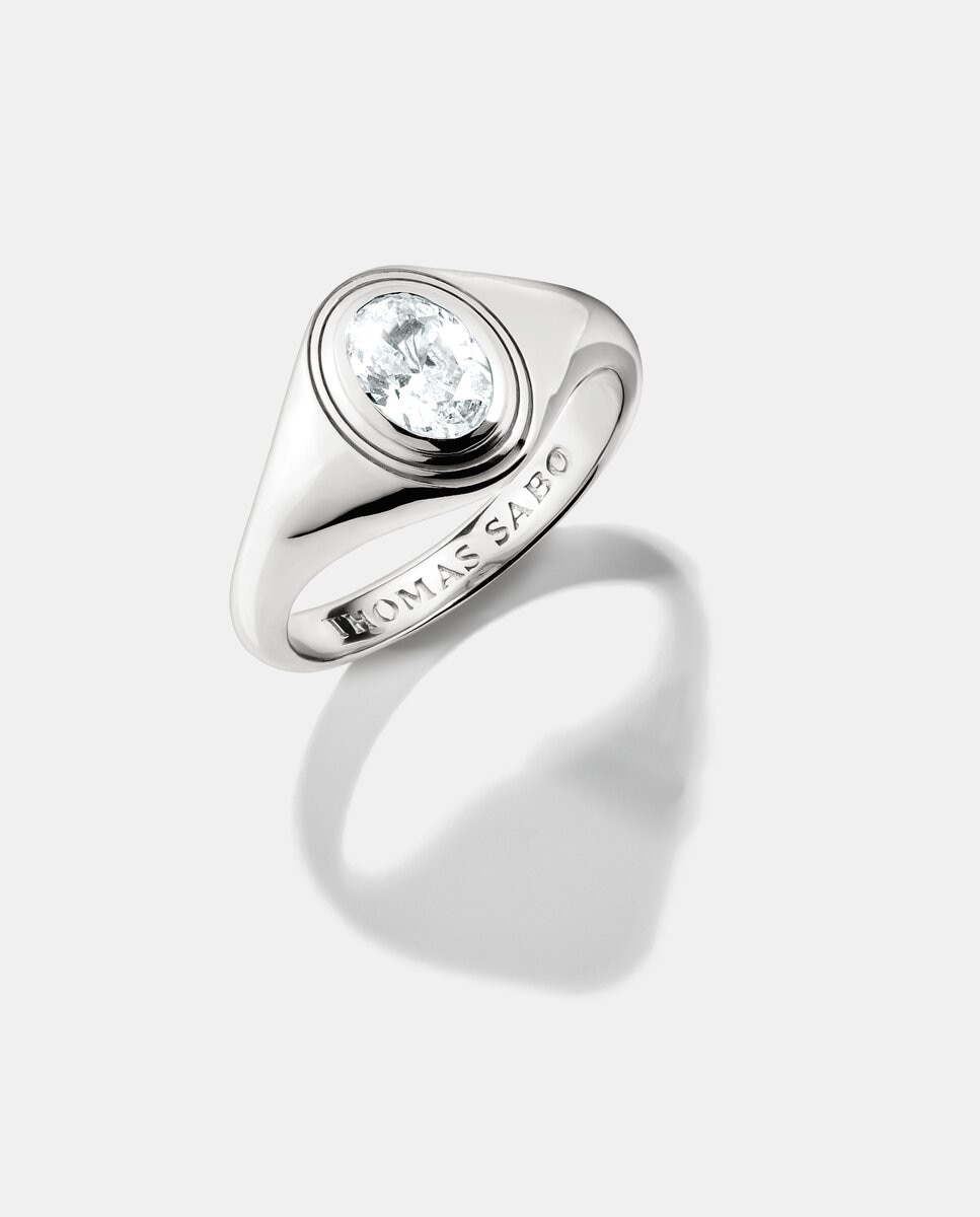 Anillo con piedras solitario circonita oval Bold Elegance de - Thomas Sabo - Plata Plata-1