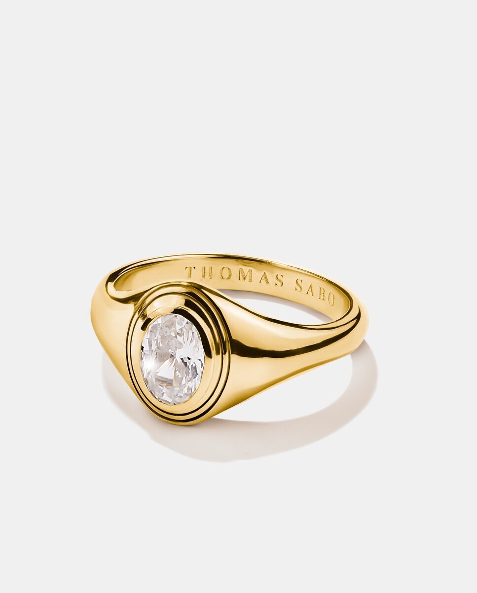Anillo con piedra solitaria circonita oval Bold Elegance en oro de 18k - Thomas Sabo - Dorado Dorado-2