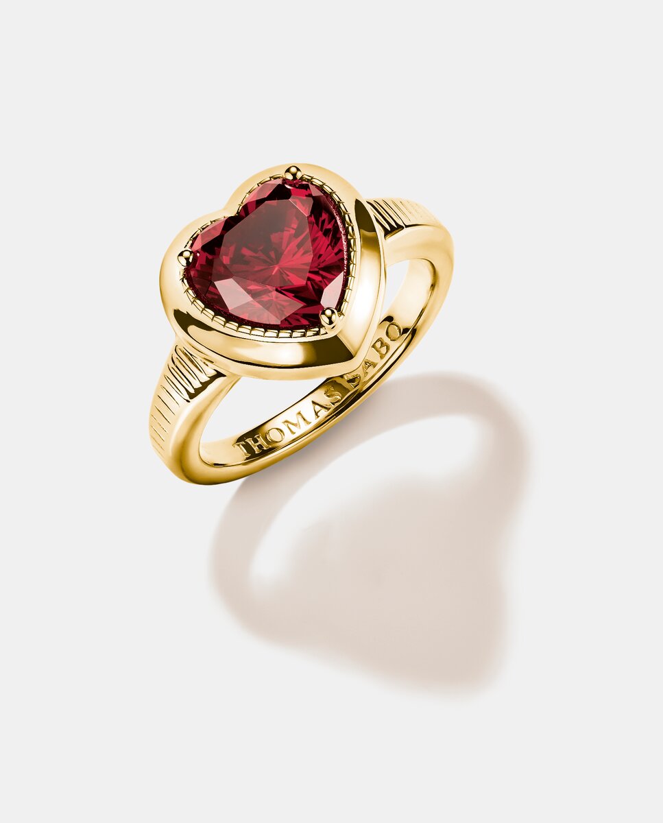 Anillo corazón circonita granate Elyndra en oro de 18k - Thomas Sabo - Rojo cereza Rojo cereza-1