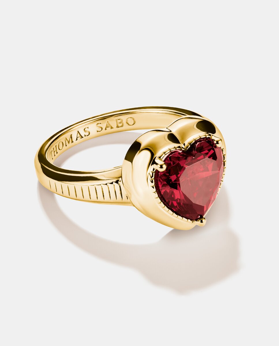 Anillo corazón circonita granate Elyndra en oro de 18k - Thomas Sabo - Rojo cereza Rojo cereza-2