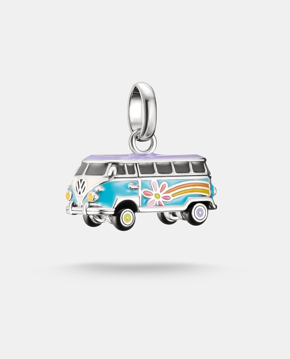 Imagen 0 de Colgante charm volkswagen hippie bus connect de plata Multicolor