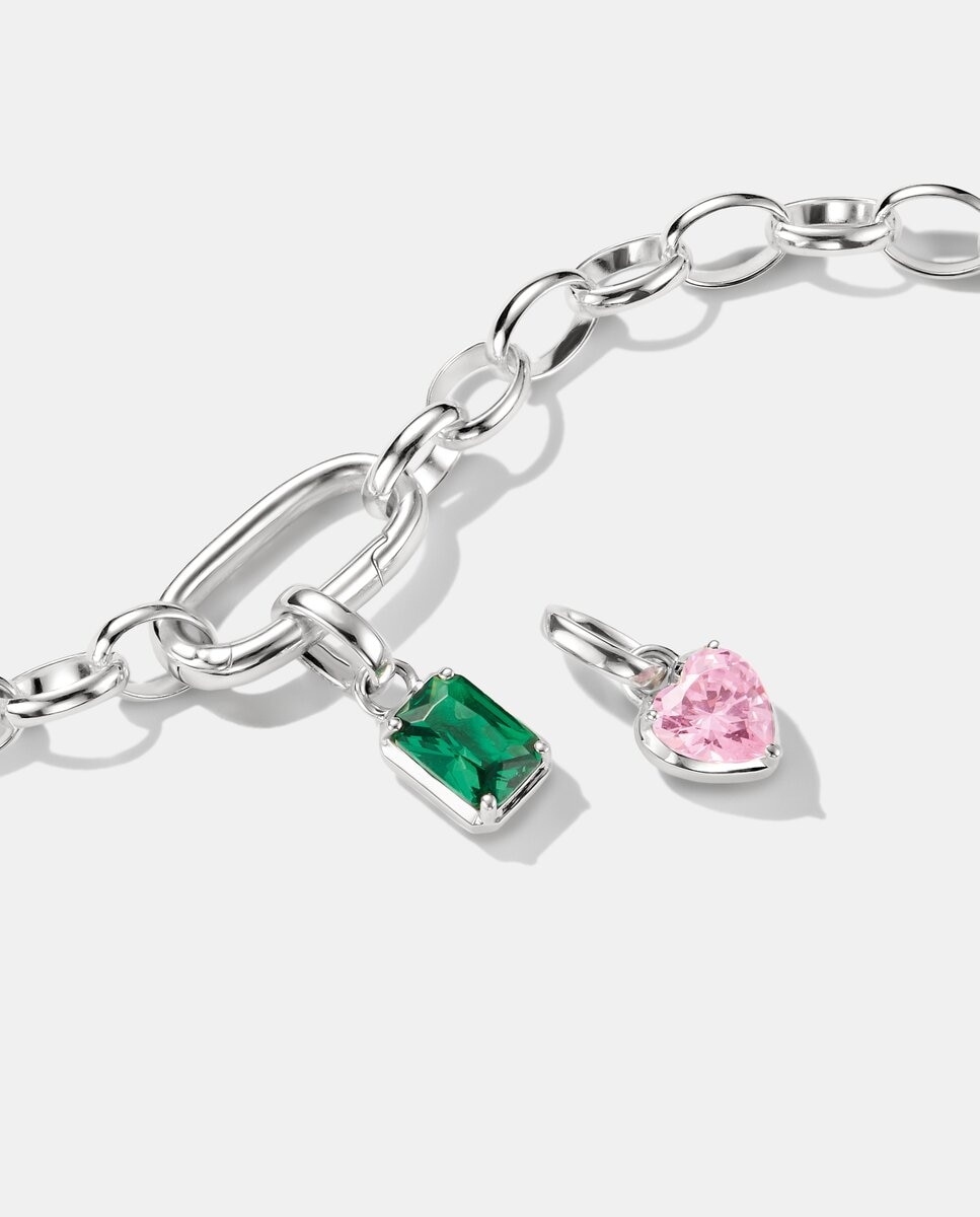 Amor charm corazón piedra de nacimiento enero connect de plata - Thomas Sabo - Rosa Rosa-3