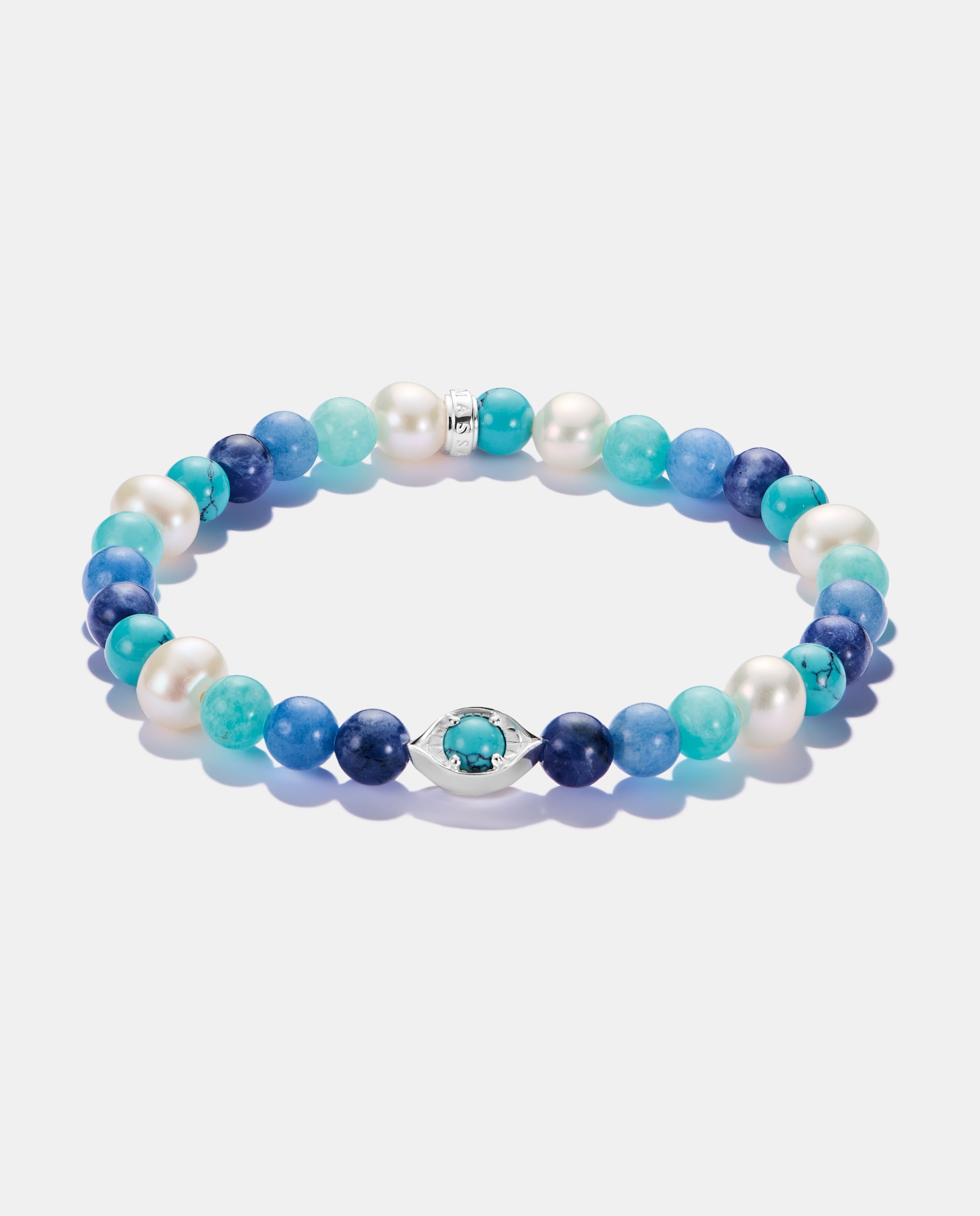 Imagen 0 de Pulsera con perlas y piedras multicolores Azul