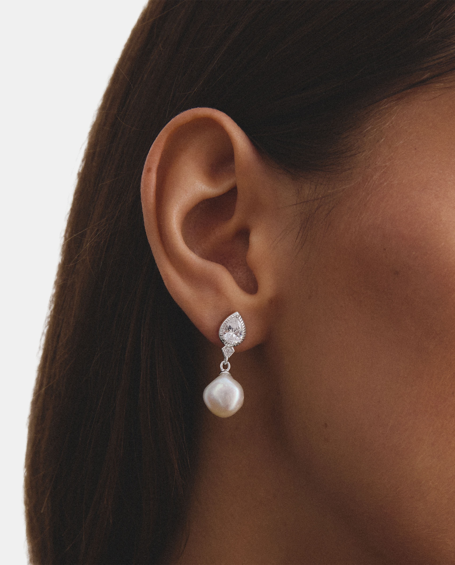 Pendientes perla con circonita blanca en forma de gota - Thomas Sabo - Plata Plata-3