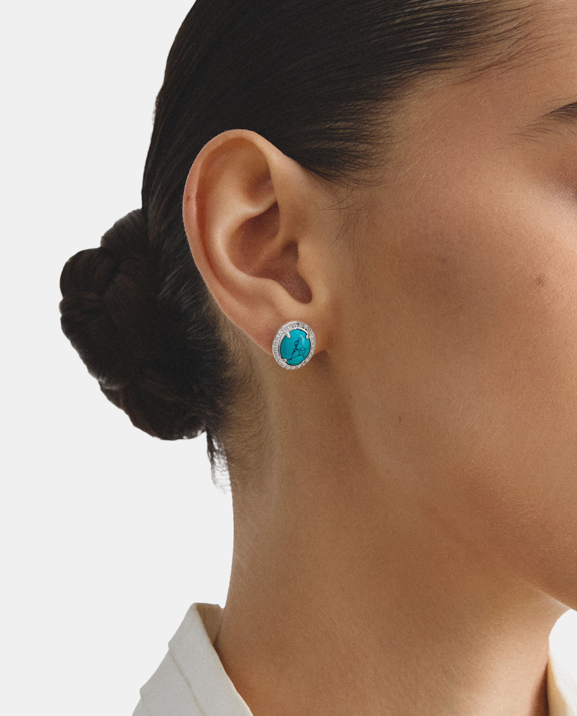 Pendientes de botón con piedra turquesa y circonita blanca - Thomas Sabo - Azul Azul-3