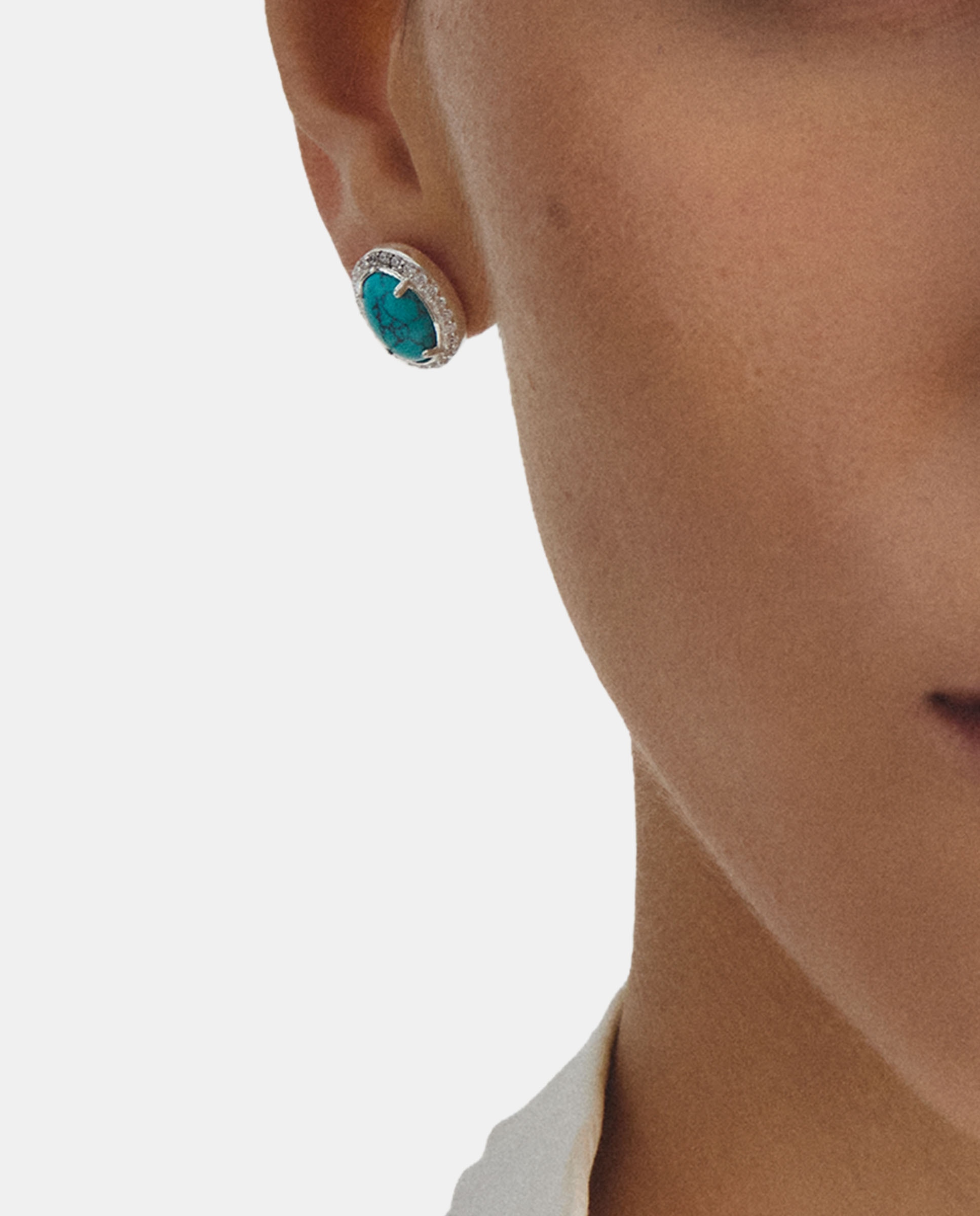 Pendientes de botón con piedra turquesa y circonita blanca - Thomas Sabo - Azul Azul-4