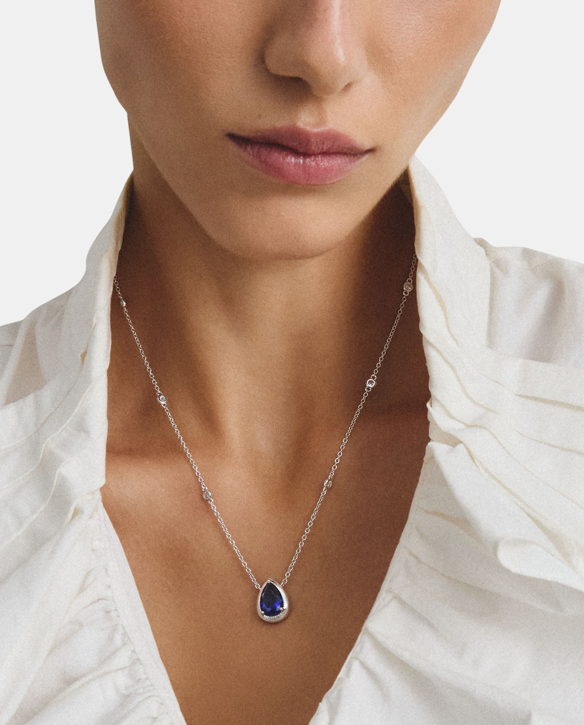Cadena con nanocristal azul en forma de gota - Thomas Sabo - Plata Plata-3