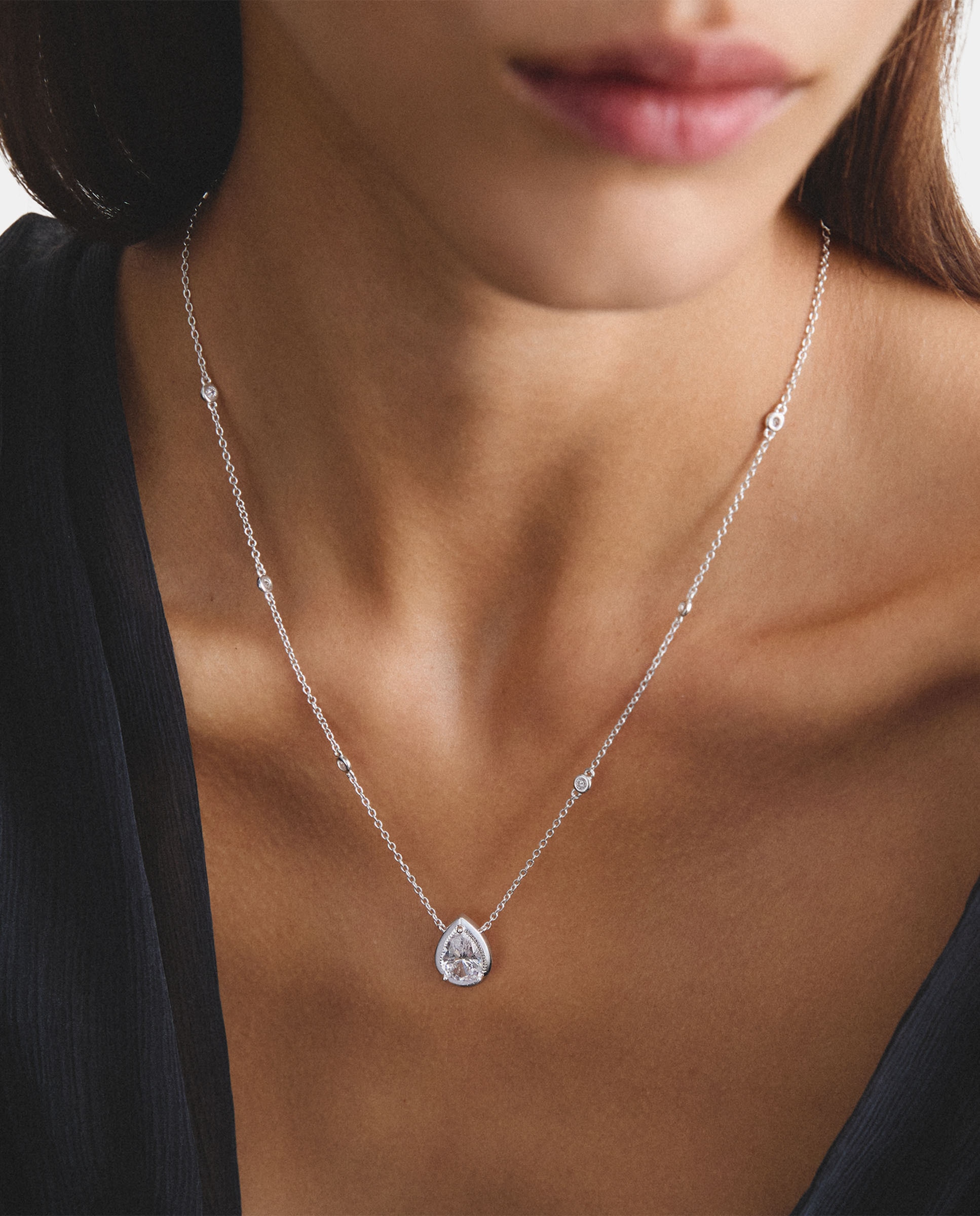 Cadena con circonita blanca en forma de gota - Thomas Sabo - Plata Plata-3