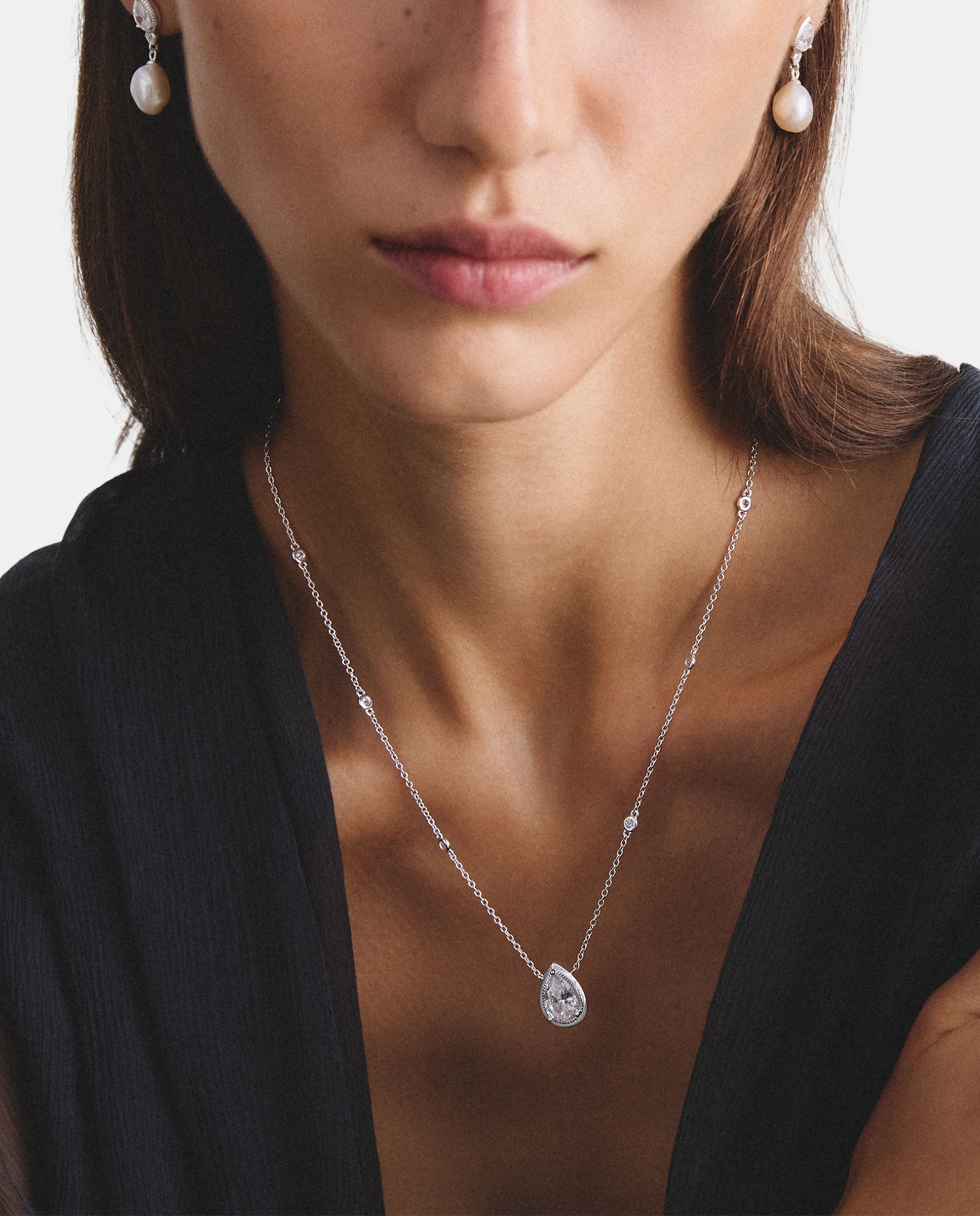 Cadena con circonita blanca en forma de gota - Thomas Sabo - Plata Plata-4