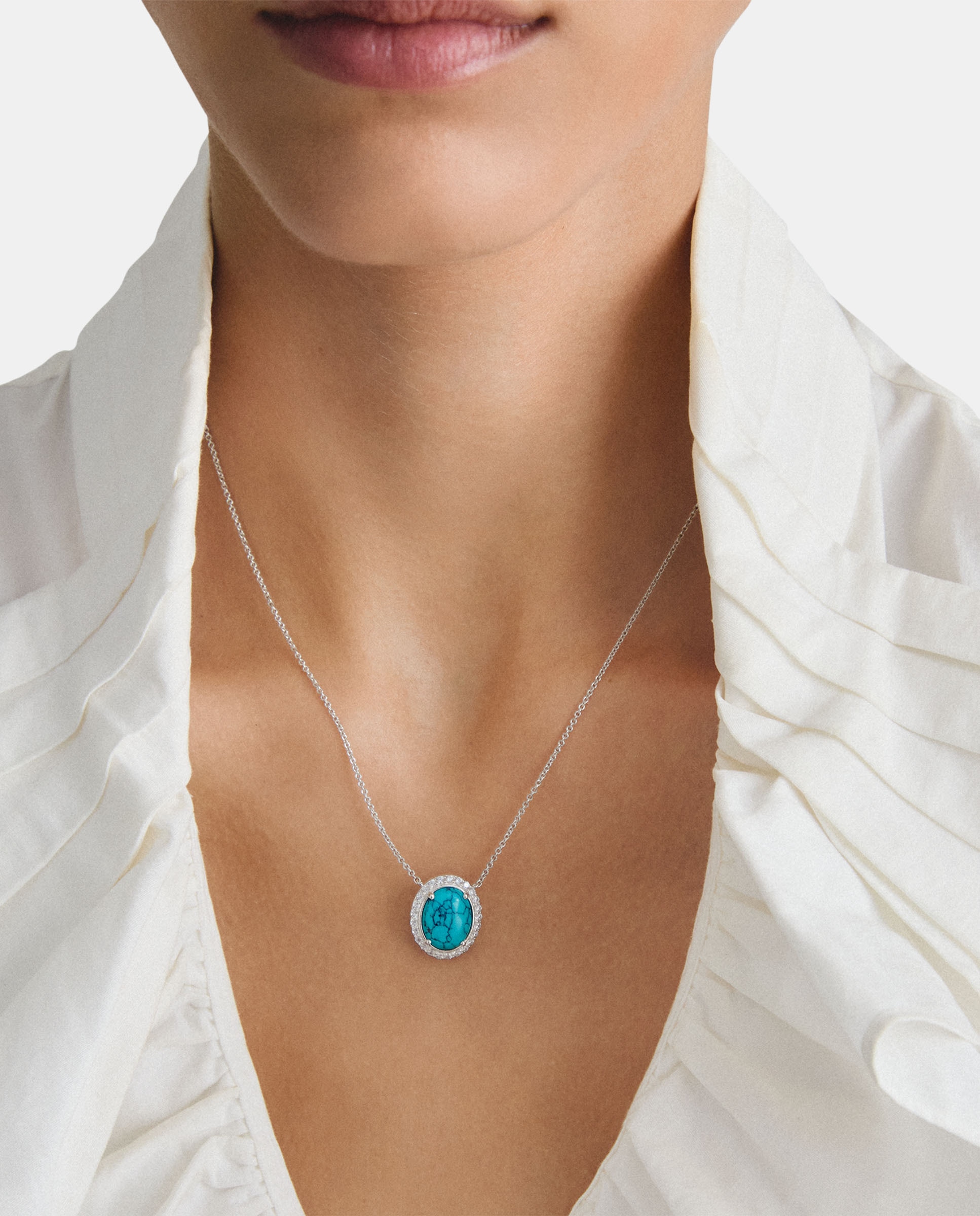 Cadena con piedra turquesa y circonita blanca - Thomas Sabo - Plata Plata-3