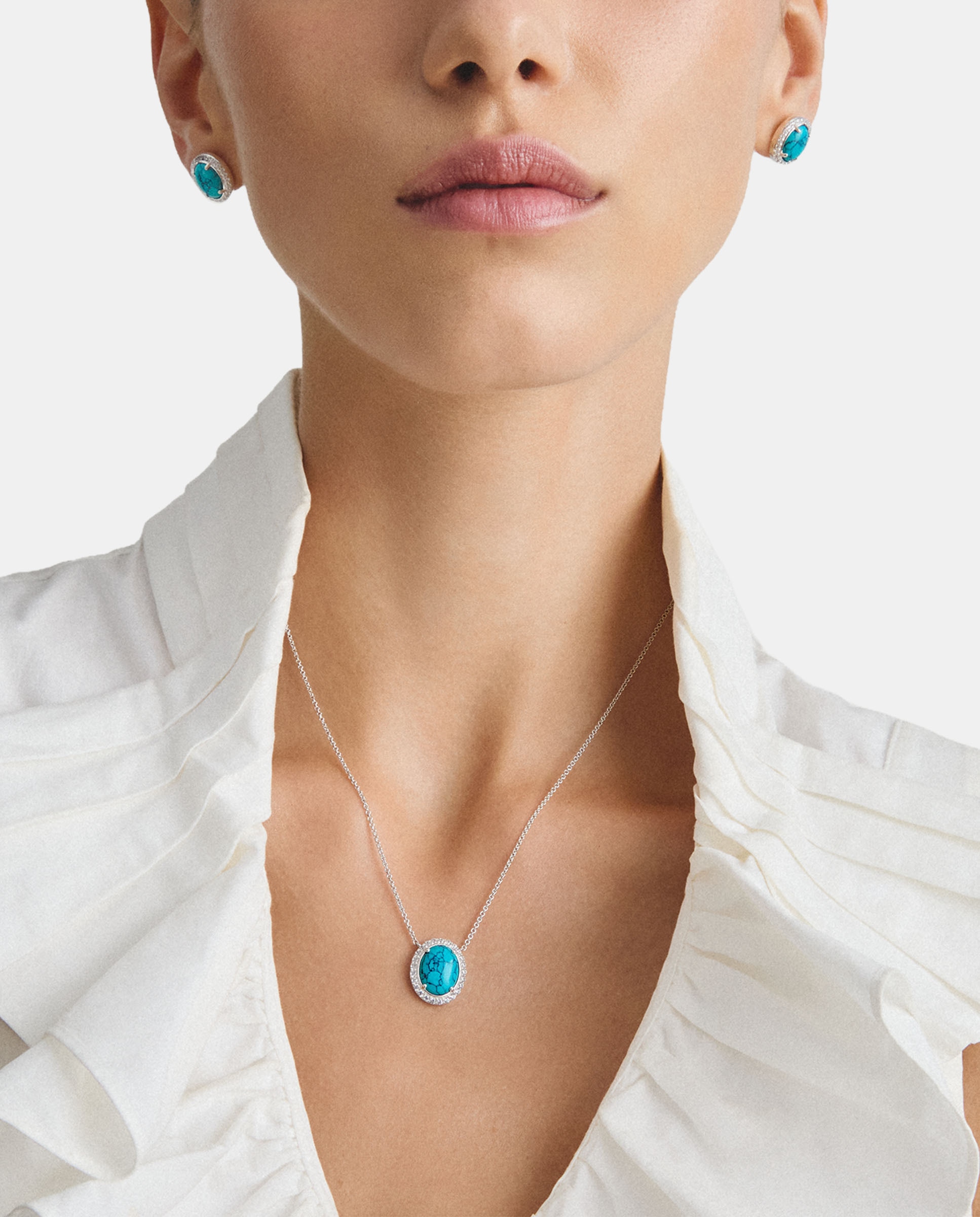 Cadena con piedra turquesa y circonita blanca - Thomas Sabo - Plata Plata-4