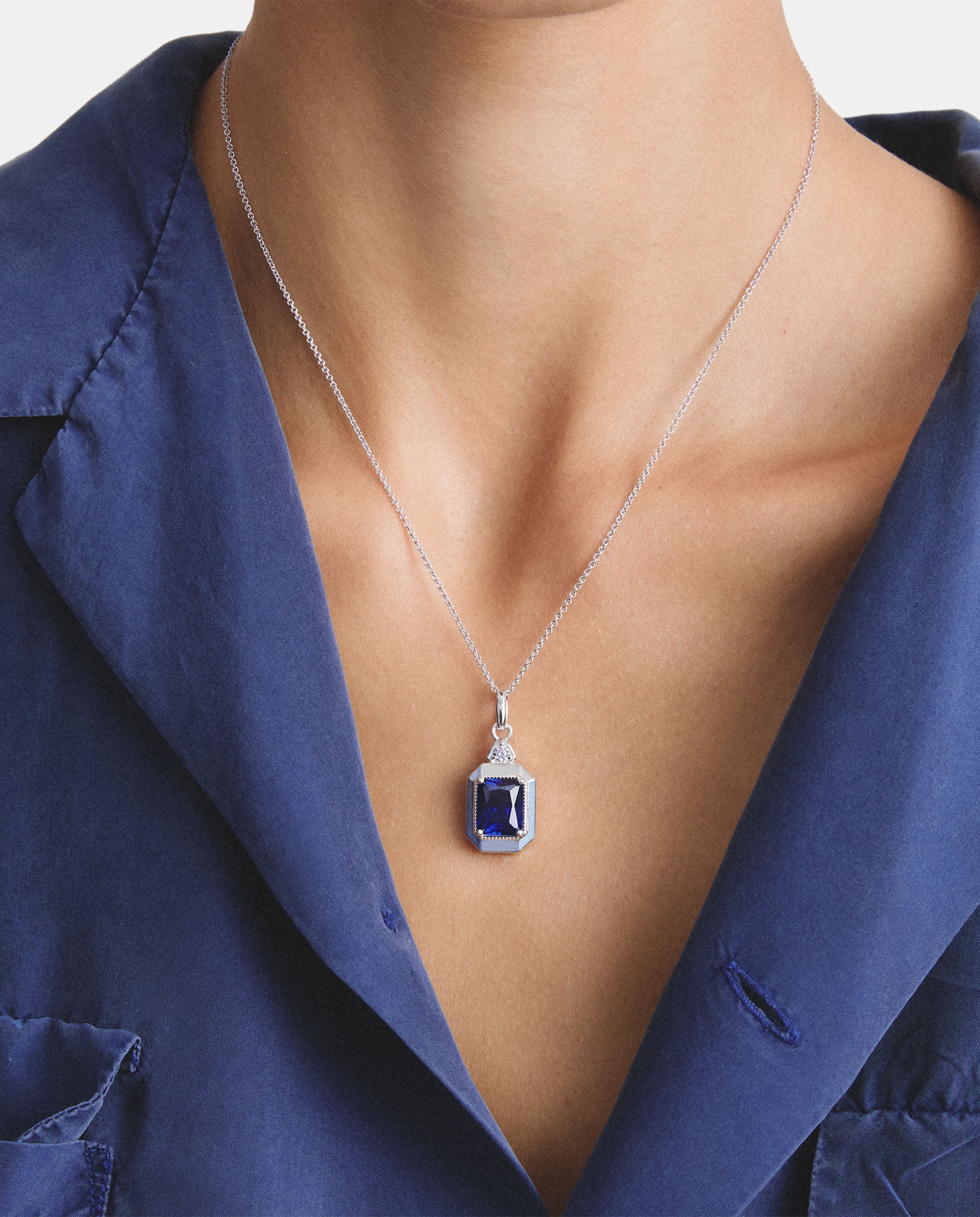 Cadena con nanocristal azul en talla octogonal - Thomas Sabo - Plata Plata-3