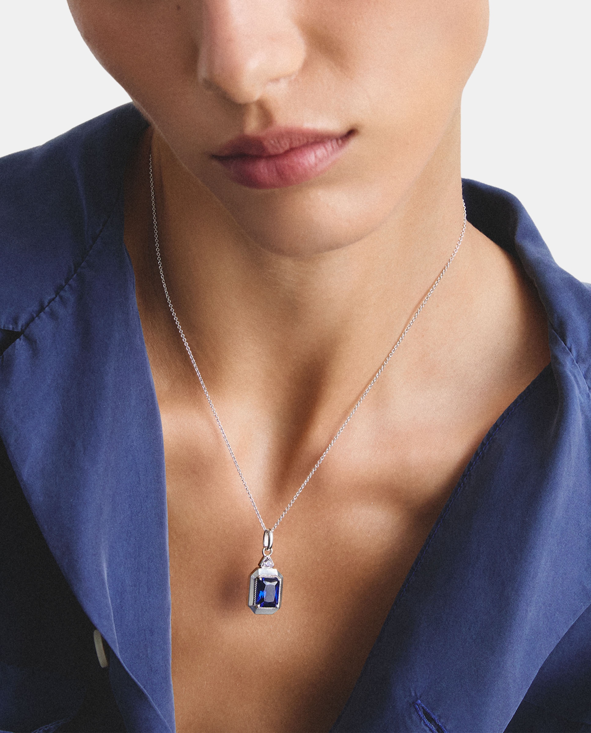 Cadena con nanocristal azul en talla octogonal - Thomas Sabo - Plata Plata-4