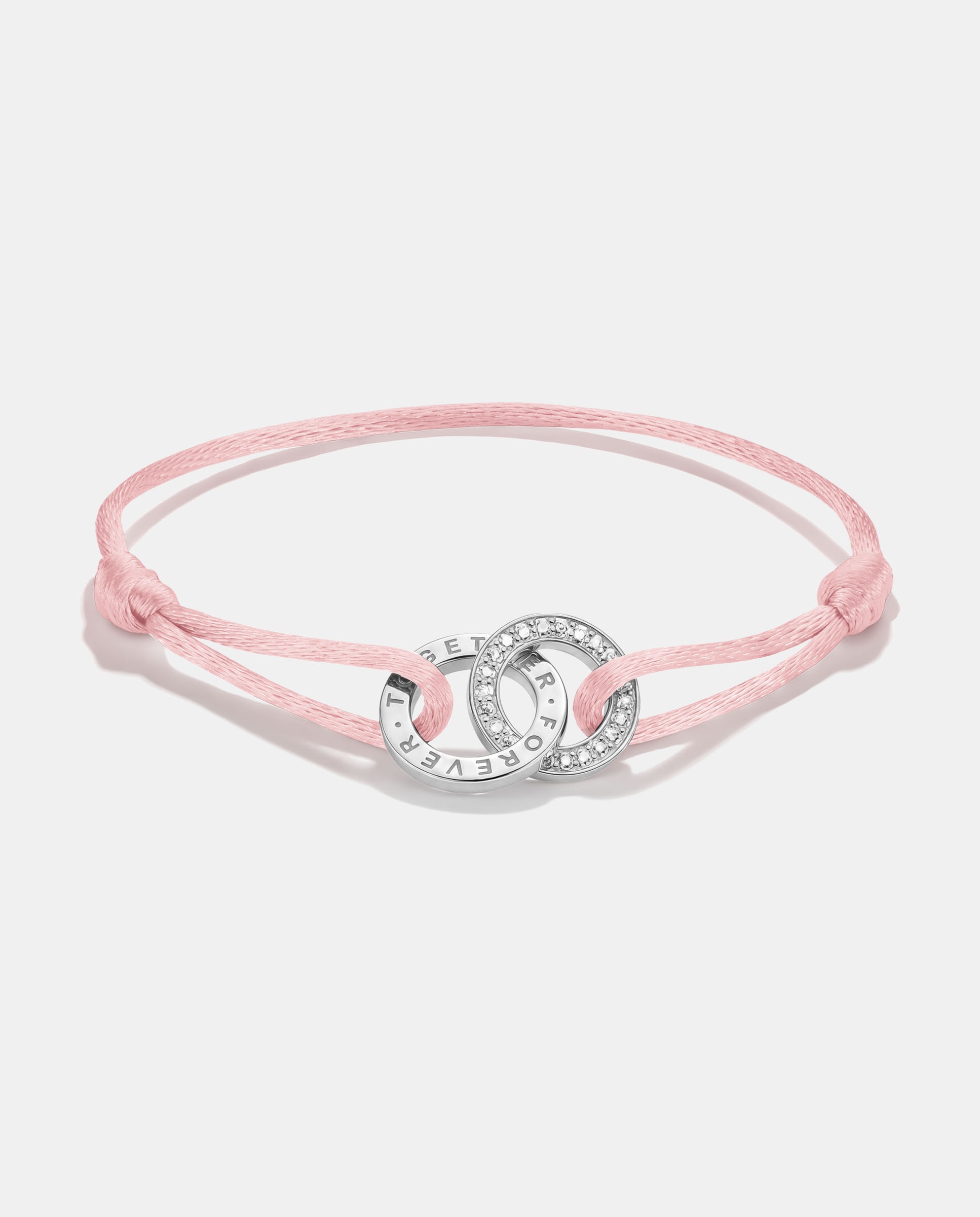 Imagen 0 de Pulsera textil together rosa con circonita blanca Plata
