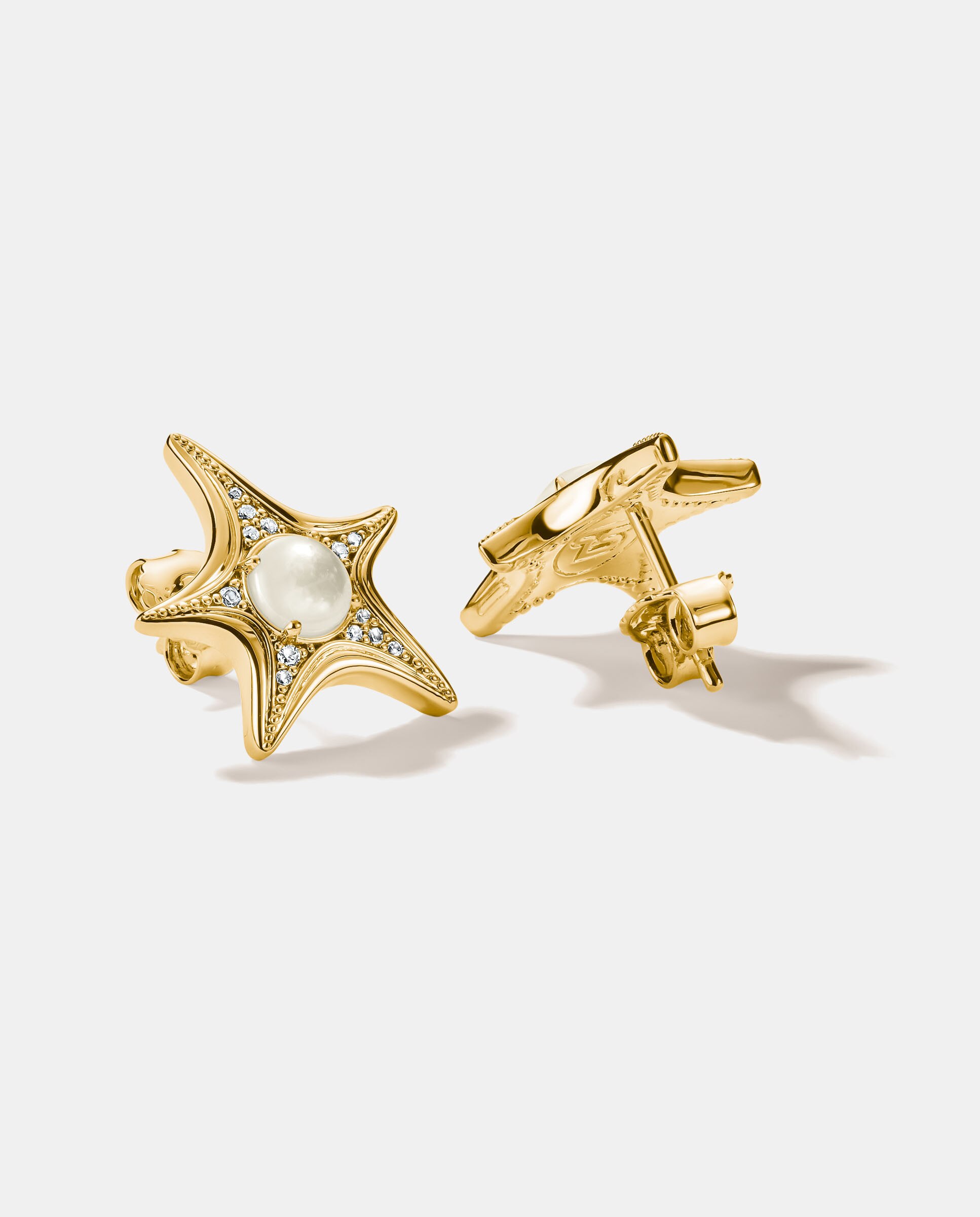 Pendientes de botón estrella de mar con nácar - Thomas Sabo - Oro Oro-2