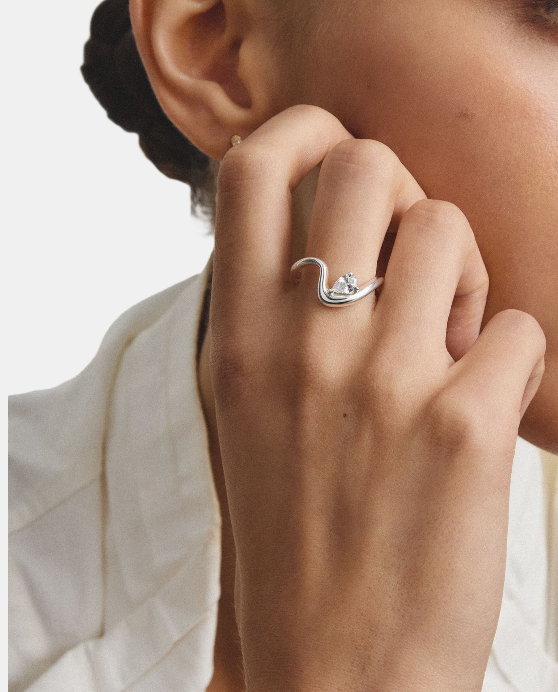 Anillo con circonita blanca en forma de gota - Thomas Sabo - Plata Plata-4